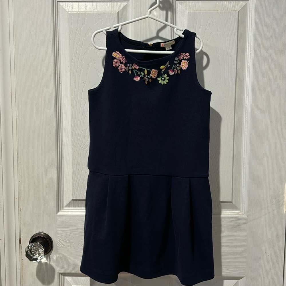 Girls crewcut EUC dress embroidered with some beading on the top.